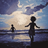 Kids on the Beach Diamond Painting