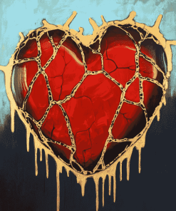 Kintsugi Heart Red Diamond Painting