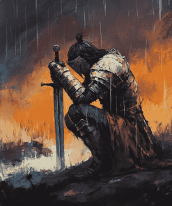 Kneeling Warrior Fantasy Diamond Painting