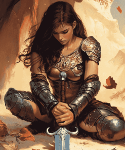 Kneeling Warrior Girl Animation Diamond Painting