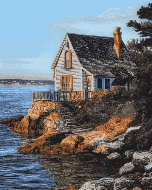 LUXURY SEASIDE COTTAGE SCENERY DIAMOND PAINTING