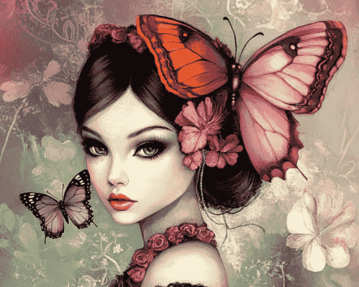 Lady Butterfly Art Diamond Painting