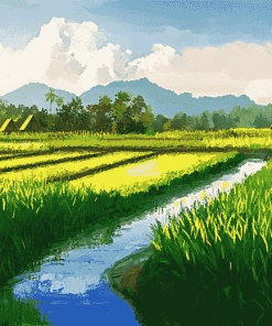 Landscape Rice Field Diamond Painting