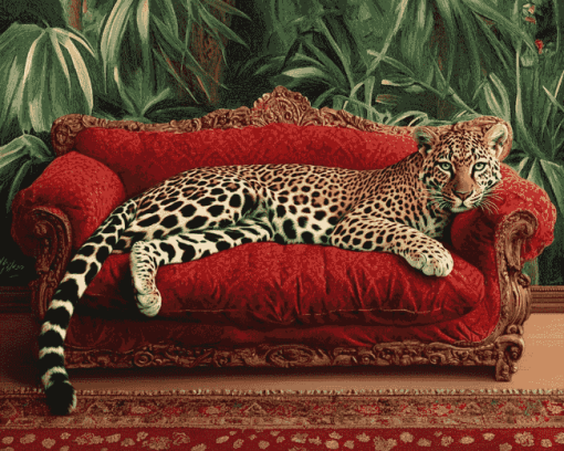 Leopard Relaxing on Sofa Diamond Painting