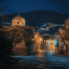 Lesbos Island Nightscape Diamond Painting