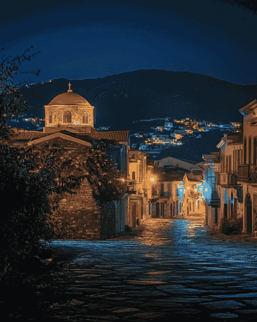 Lesbos Island Nightscape Diamond Painting