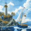 Lighthouse and Sailboat Adventure Diamond Painting