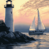 Lighthouse and Sailboat Scenes Diamond Painting