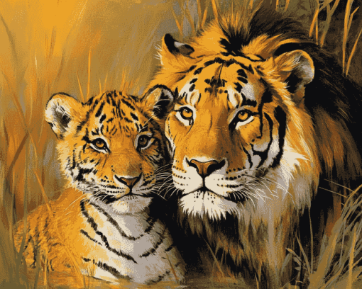 Lion and Tiger Wildlife Diamond Painting