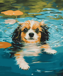 Little Dog by the Pool Diamond Painting