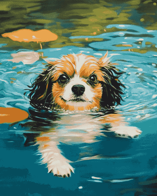 Little Dog by the Pool Diamond Painting