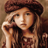 Little Girl in Raspberry Beret Diamond Painting