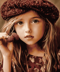 Little Girl in Raspberry Beret Diamond Painting