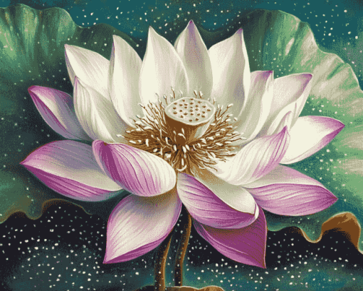 Lotus Flower Vintage Diamond Painting