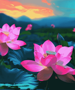 Lotus Flowers Diamond Painting