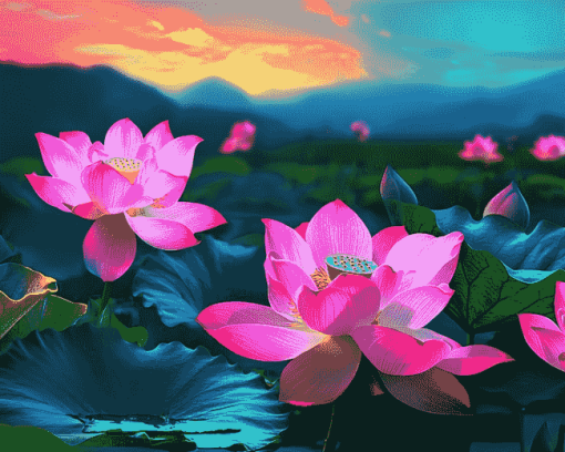 Lotus Flowers Diamond Painting