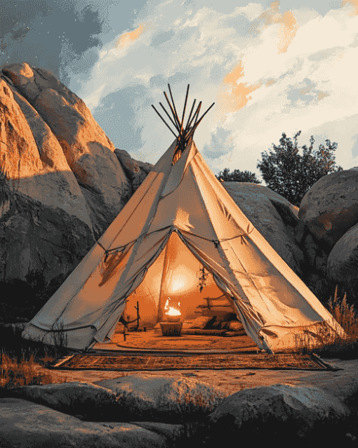 Luxury Teepee Landscape Diamond Painting