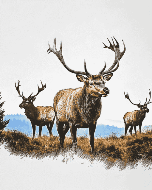 Majestic Highlands Elk Diamond Painting