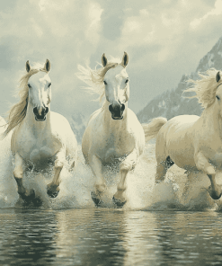 Majestic White Horses Diamond Painting