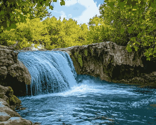 Manavgat Waterfall Scene Diamond Painting