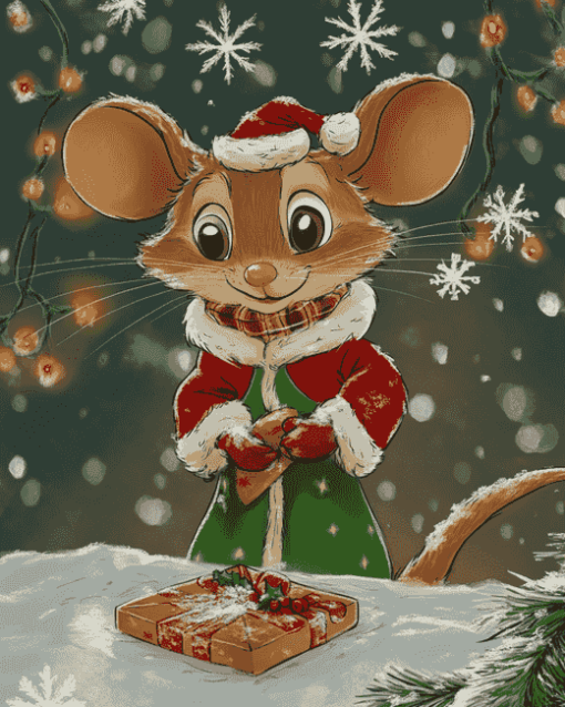 Merry Christmas Mouse Diamond Painting