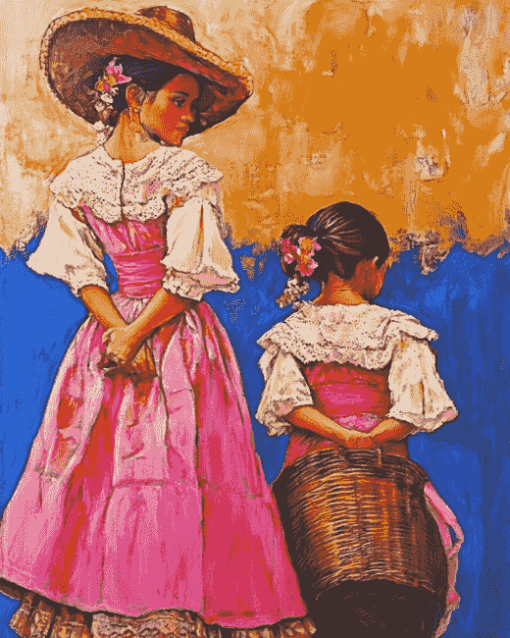 Mexican Women and Children Diamond Painting