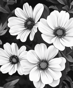 Monochrome Blossoms Diamond Painting