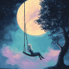 Moon and Cartoon Swing Diamond Painting