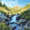 Mountain Stream Waterfalls Diamond Painting