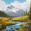 Mt Rainier Floral Landscape Diamond Painting