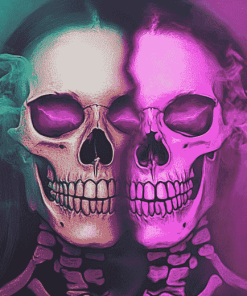 Neon Skeleton Skull Diamond Painting