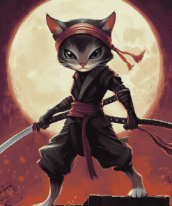 Ninja Cat Animation Diamond Painting