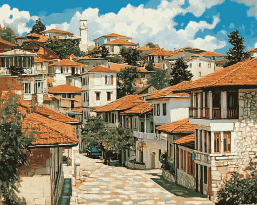 Ohrid City Buildings Diamond Painting