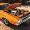 Orange Plymouth Roadrunner Car Diamond Painting