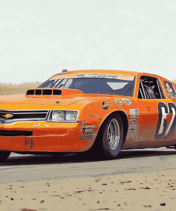 Orange Stock Car Racing Diamond Painting