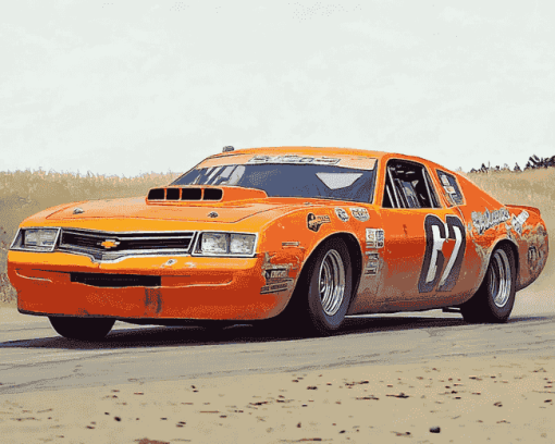 Orange Stock Car Racing Diamond Painting