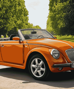 Orange Ww Convertible Car Diamond Painting