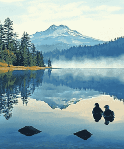 Oregon Mountain Lake Scene Diamond Painting