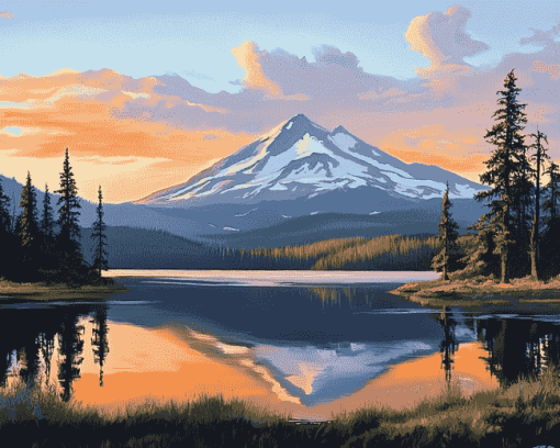 Oregon Mountain Landscapes Diamond Painting