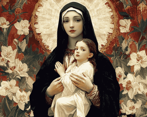 Our Lady Of The Ilies Vintage Diamond Painting