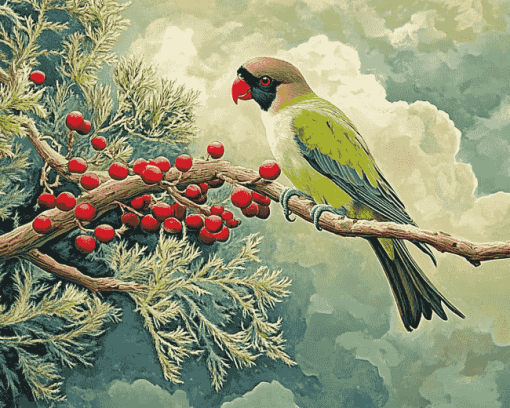 Parrot on Cedar Tree Diamond Painting