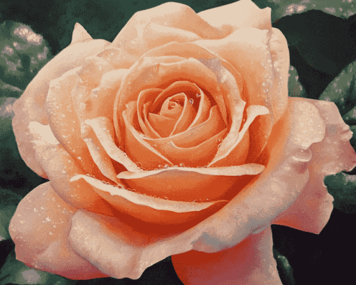 Peach Rose Blossom Diamond Painting