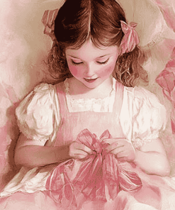 Pink Little Girl Diamond Painting