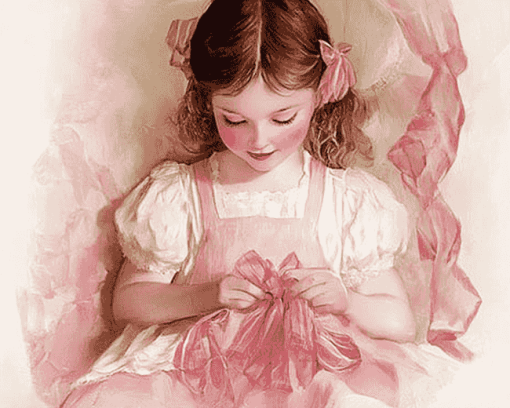 Pink Little Girl Diamond Painting