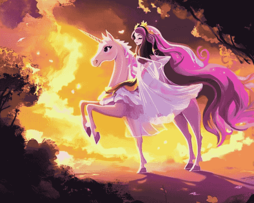 Princess and Unicorn Fantasy Diamond Painting