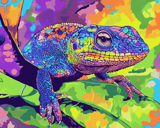 Psychedelic Chameleon Animation Diamond Painting