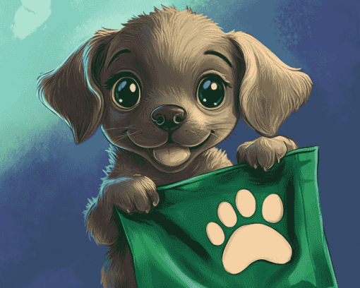 Puppy In My Pocket Cartoon Diamond Painting