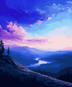 Purple And Blue Sky Diamond Painting