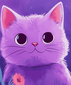 Purple Cat Animation Diamond Painting