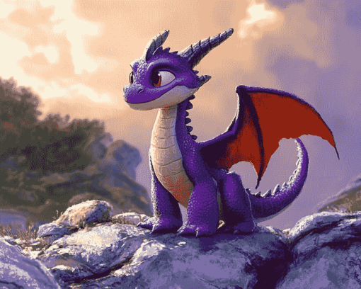 Purple Dragon Fantasy Diamond Painting